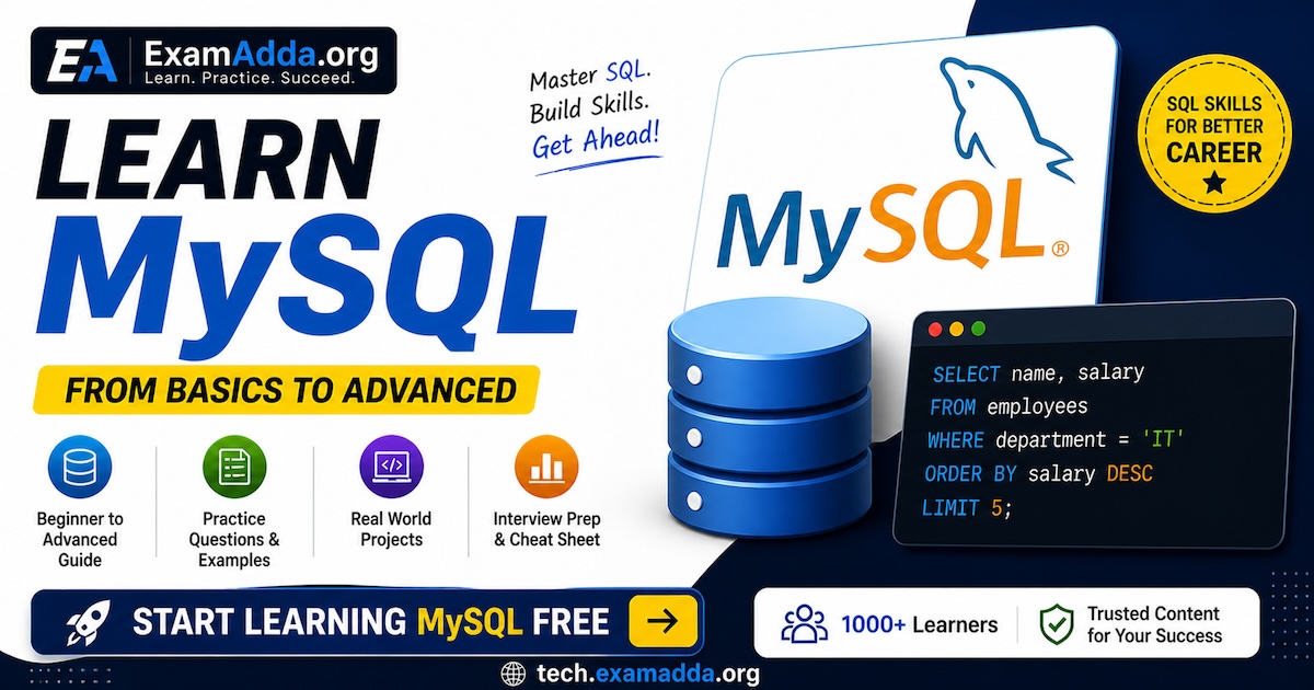 MYSQL Tutorial - Learn MYSQL Programming | ExamAdda Tech Tutorials